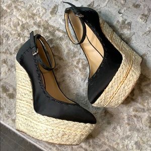 Giuseppe Zanotti Black Satin Wedges Size 38